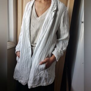 C&C California Linen Striped Top Jackets Pockets